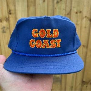 Vintage 80s Gold Coast Casino Las Vegas Trucker Rope Strapback Hat EUC Blue
